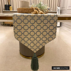 Geometrix Threads - Grey Linen Decorative Table Runner