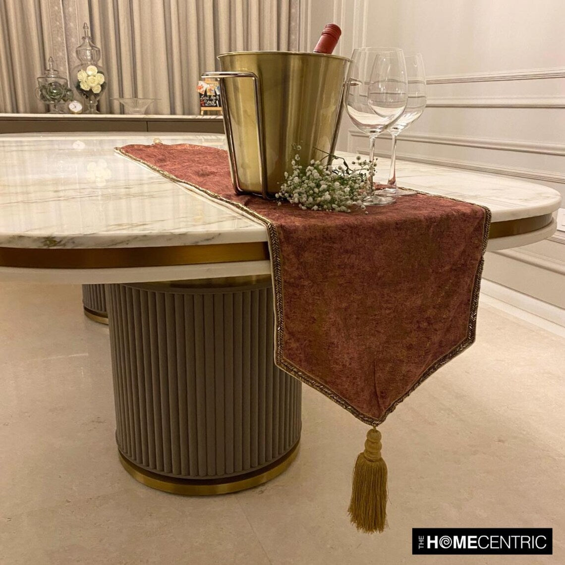 Rust Fancy Table Runner Rust Suede Decorative Table Runner, Shimmer Fest – The HomeCentricAU