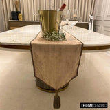 Shimmer Fest Ivory - Ivory Suede Decorative Table Runner