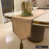 Shimmer Fest Ivory - Ivory Suede Decorative Table Runner