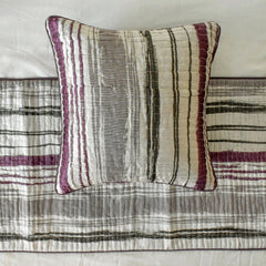 Berry Twist - Jacquard Berry & Gray Decorative Bed Runner and Cushion Cover