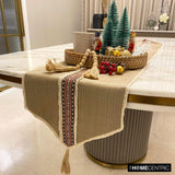 Buchra - Beige Linen & Jute Decorative Table Runner