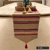Chevron Bar - Red Linen & Jacquard Silk Decorative Table Runner