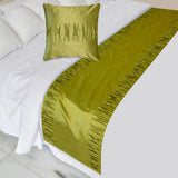 Chartreuse Folds Decorative Bed Runner and Cushion Cover