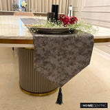 Charcoal Chrome - Grey Faux Leather Decorative Table Runner