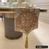 Zarina Goldstitch - Gold Linen Jacquard Decorative Table Runner