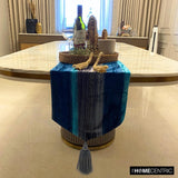 Ombre Teal Love - Teal Blue Velvet Decorative Table Runner
