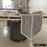 Pearl Aura - Grey Jute Decorative Table Runner