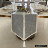 Pearl Aura - Grey Jute Decorative Table Runner