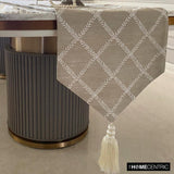 Marlowe Beige - Beige Jacquard Decorative Table Runner