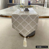 Marlowe Beige - Beige Jacquard Decorative Table Runner