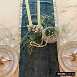 Azriel - Blue Velvet & Suede Decorative Table Runner