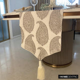 Paisley Sparkle - Silver Jacquard Decorative Table Runner