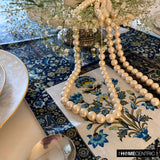 Niloufar Blue - Blue Satin Decorative Table Runner