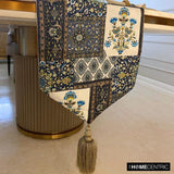 Niloufar Blue - Blue Satin Decorative Table Runner