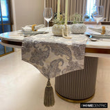 Paisley Luxury - Silver Jacquard Silk Decorative Table Runner