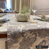 Paisley Luxury - Silver Jacquard Silk Decorative Table Runner