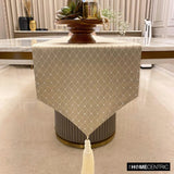 Crystal Angles - Beige Jacquard Decorative Table Runner