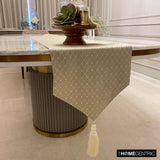 Crystal Angles - Beige Jacquard Decorative Table Runner