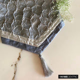 Hexagonal Foil - Blue Jacquard Silk Decorative Table Runner