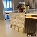 Mosaic Decor - Gold Jacquard Silk Decorative Table Runner