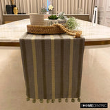 Subtle Stripes - Taupe Green Linen Decorative Table Runners