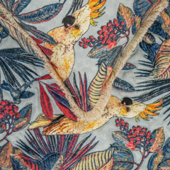 Cockatoo Ruffle - Cotton Blue Decorative Bed Runner and Cushion Cover