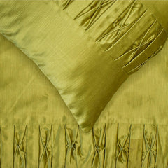 Chartreuse Folds - Satin Chartreuse Green Decorative Bed Runner and Cushion Cover