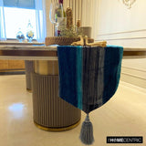 Ombre Teal Love - Teal Blue Velvet Decorative Table Runner