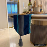 Ombre Teal Love - Teal Blue Velvet Decorative Table Runner