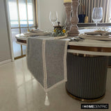 Pearl Aura - Grey Jute Decorative Table Runner