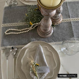 Pearl Aura - Grey Jute Decorative Table Runner