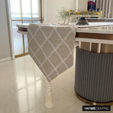 Marlowe Beige - Beige Jacquard Decorative Table Runner