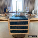 Azriel - Blue Velvet & Suede Decorative Table Runner
