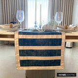 Azriel - Blue Velvet & Suede Decorative Table Runner