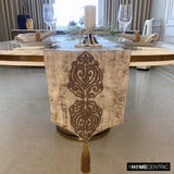 Aurelian Royalty - Gold Jacquard Silk Decorative Table Runner