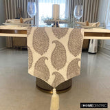 Paisley Sparkle - Silver Jacquard Decorative Table Runner