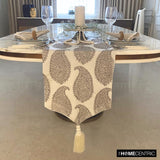 Paisley Sparkle - Silver Jacquard Decorative Table Runner