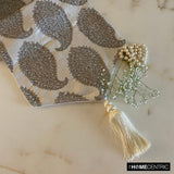 Paisley Sparkle - Silver Jacquard Decorative Table Runner