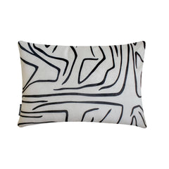 Black And White Cotton Lumbar Pillow Cover - Abstract Mirage