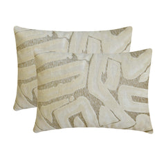 Abstract Drift - Ivory Velvet  Lumbar Cushion Cover