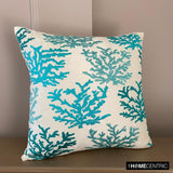 Caribbean Coast - Blue Cotton Linen Throw Cushion Cover