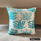 Caribbean Coast - Blue Cotton Linen Throw Cushion Cover