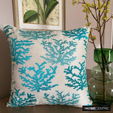 Caribbean Coast - Blue Cotton Linen Throw Cushion Cover