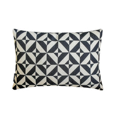 Black And White Cotton Lumbar Pillow Cover - Mono Shadow