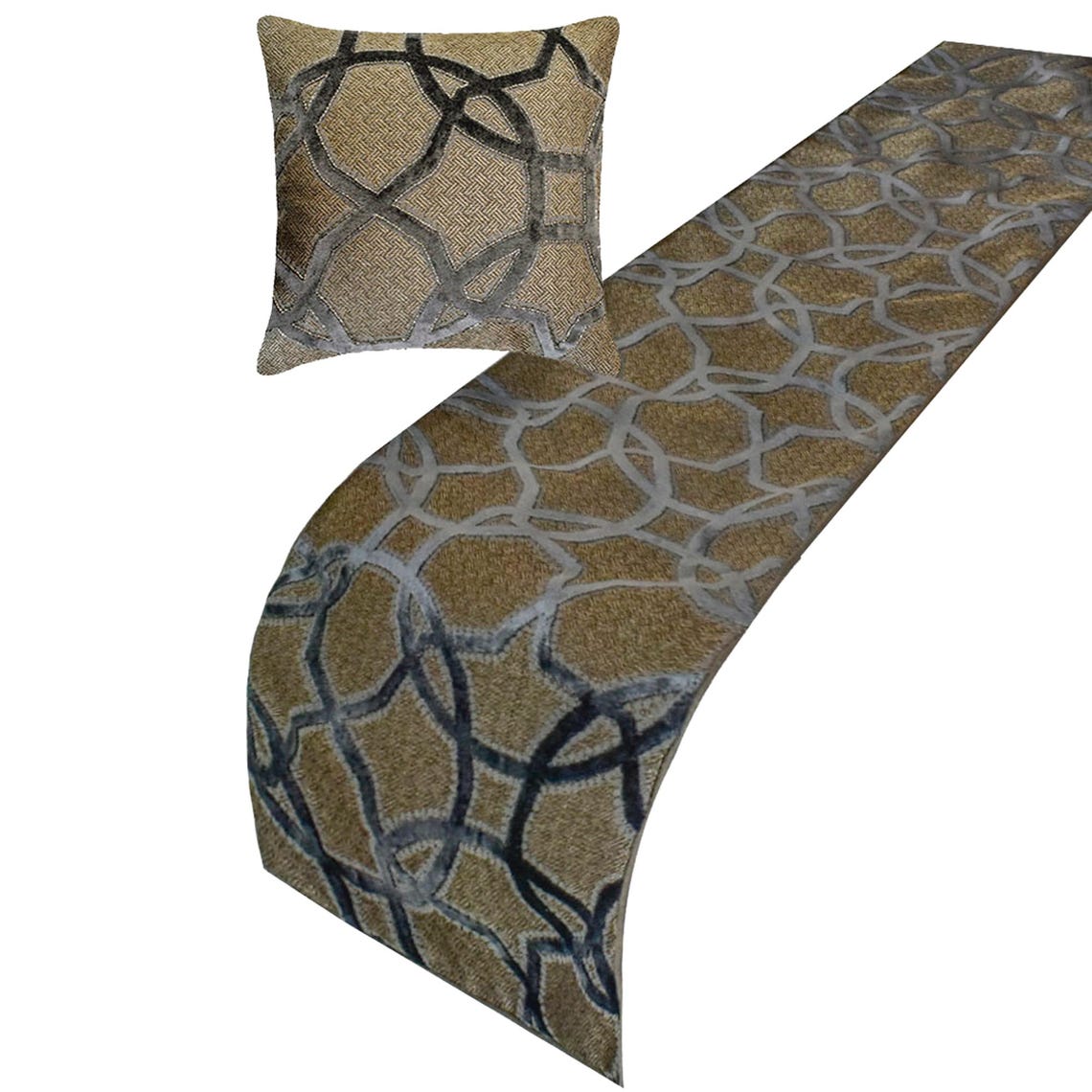 Velvet Interweave Decorative Bed Runner and Cushion Cover