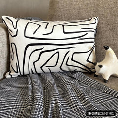 Black And White Cotton Lumbar Pillow Cover - Abstract Mirage