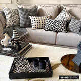 Mono Shadow - Black And White Cotton  Lumbar Cushion Cover