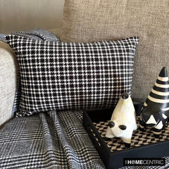 Black And White Cotton Lumbar Pillow Cover - Monochrome Hound