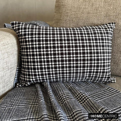 Black And White Cotton Lumbar Pillow Cover - Monochrome Hound